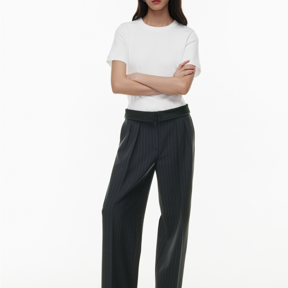 Aritzia Black Pinstripe Bureau Pants